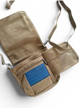 Travelon Tan Crossbody Travel Waist Belt Organizer RFID Safety Suede Bag Purse